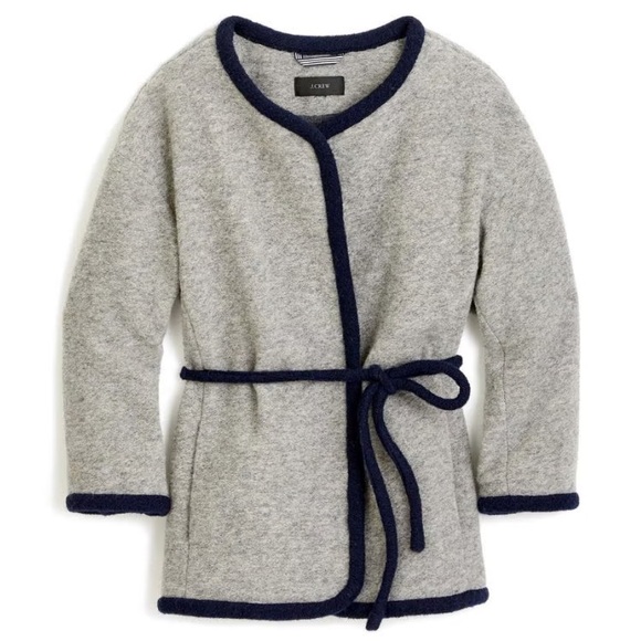 J. CREW Wrap Boiled Wool Grey Quiet Luxury Cardigan Jacket - Picture 4 of 8